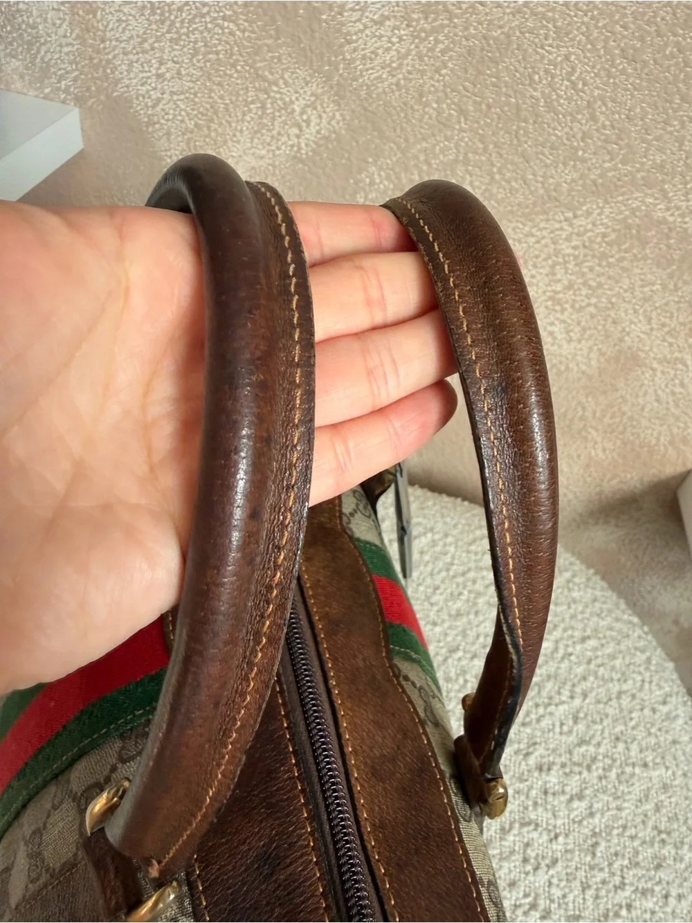 Gucci Beige GG Canvas Duffel with COA